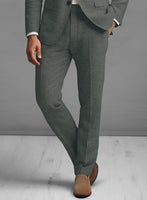 Solbiati Blue Green Herringbone Linen Pants - StudioSuits