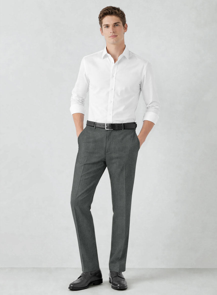 Solbiati Blue Green Herringbone Linen Pants - StudioSuits