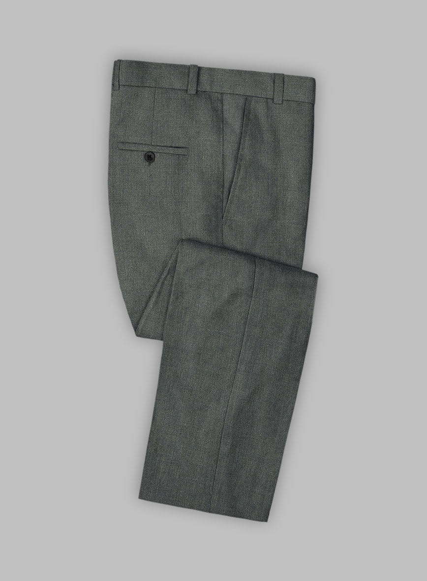 Solbiati Blue Green Herringbone Linen Suit - StudioSuits