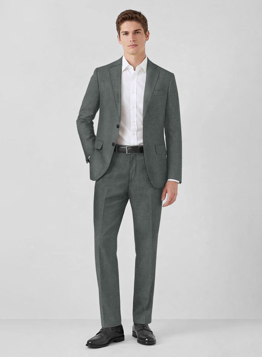 Solbiati Blue Green Herringbone Linen Suit - StudioSuits
