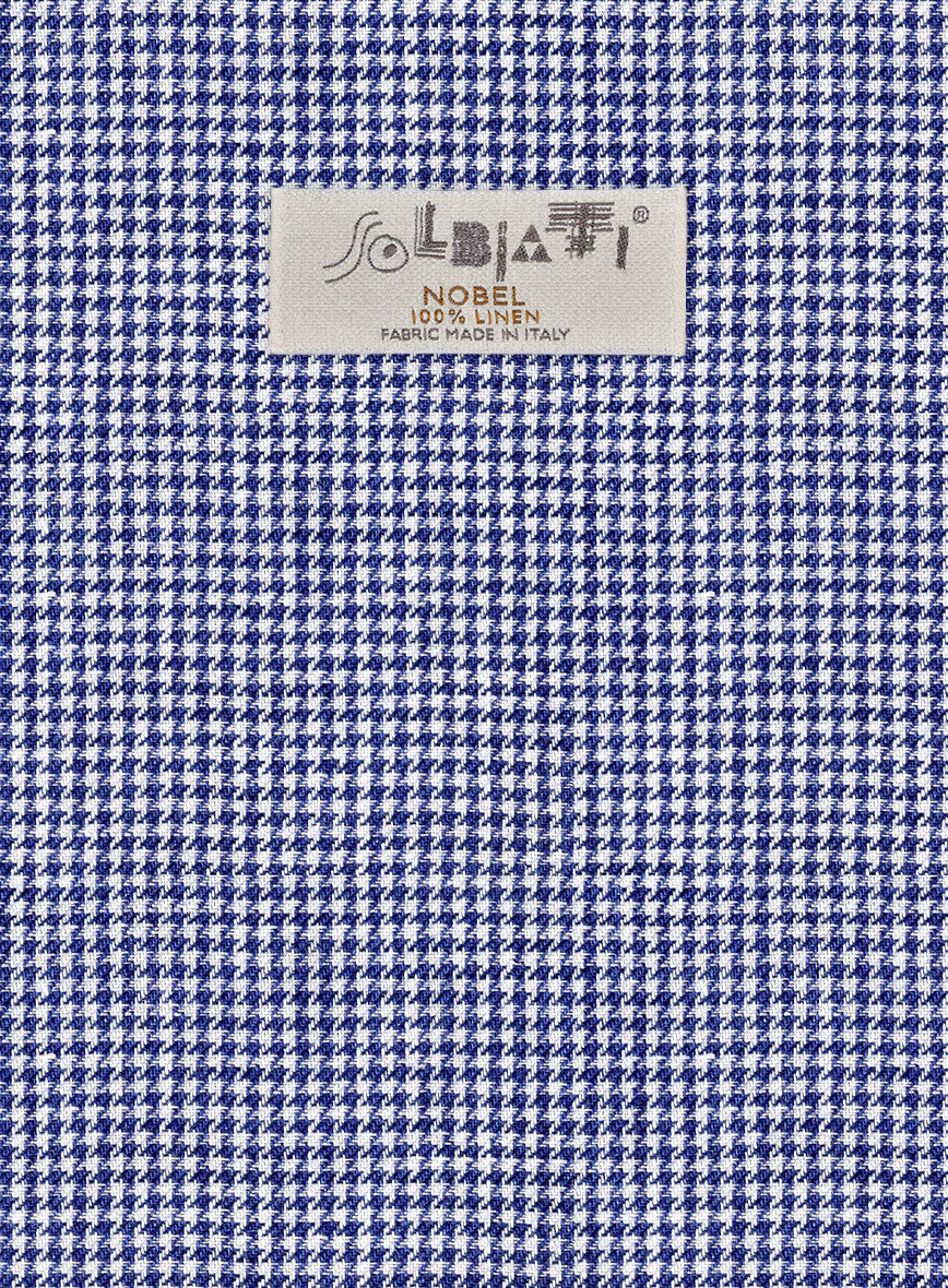 Solbiati Blue Houndstooth Linen Jacket - StudioSuits