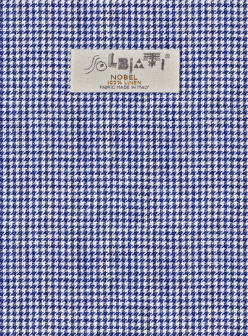 Solbiati Blue Houndstooth Linen Pants - StudioSuits