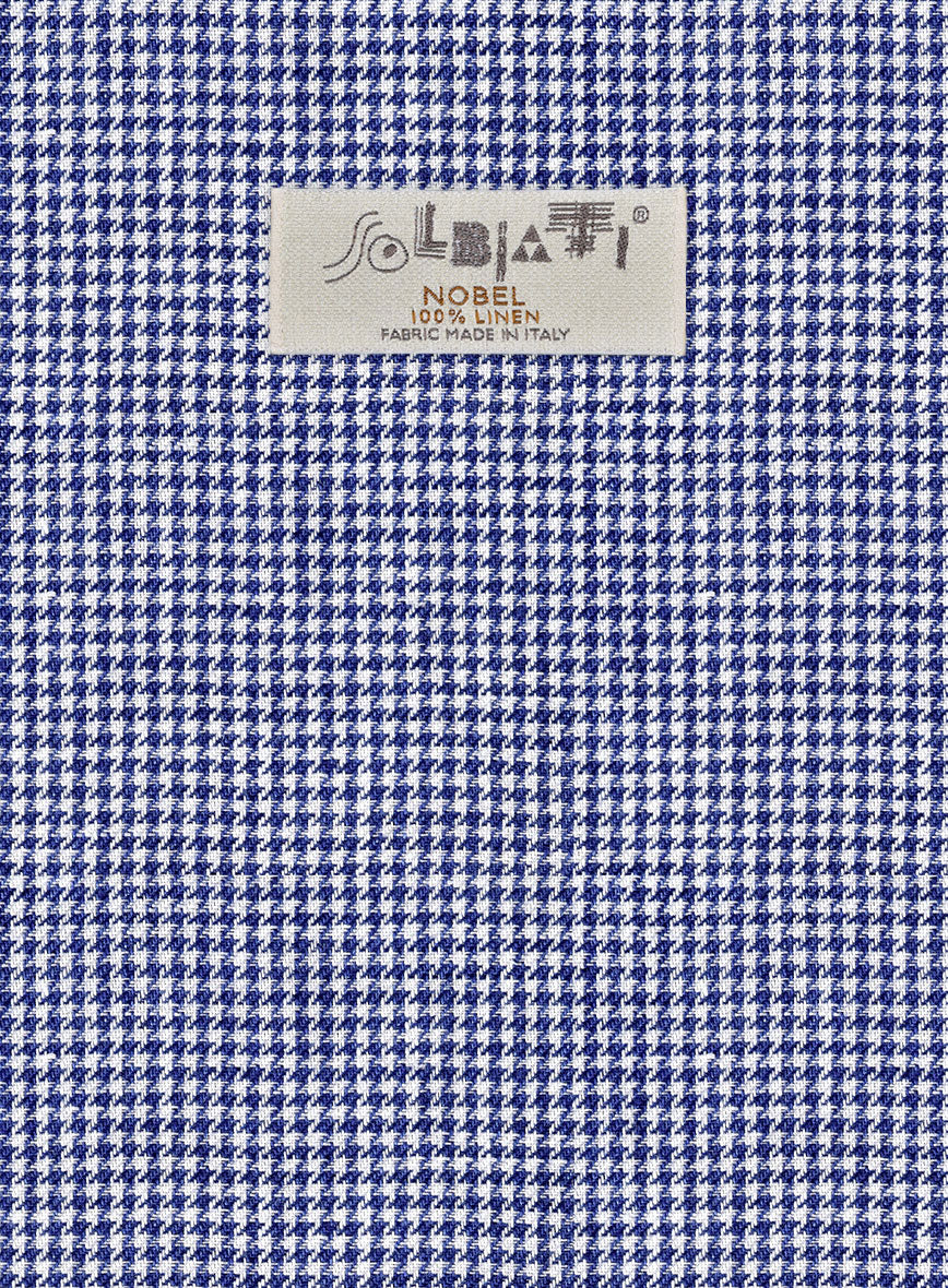Solbiati Blue Houndstooth Linen Pants - StudioSuits