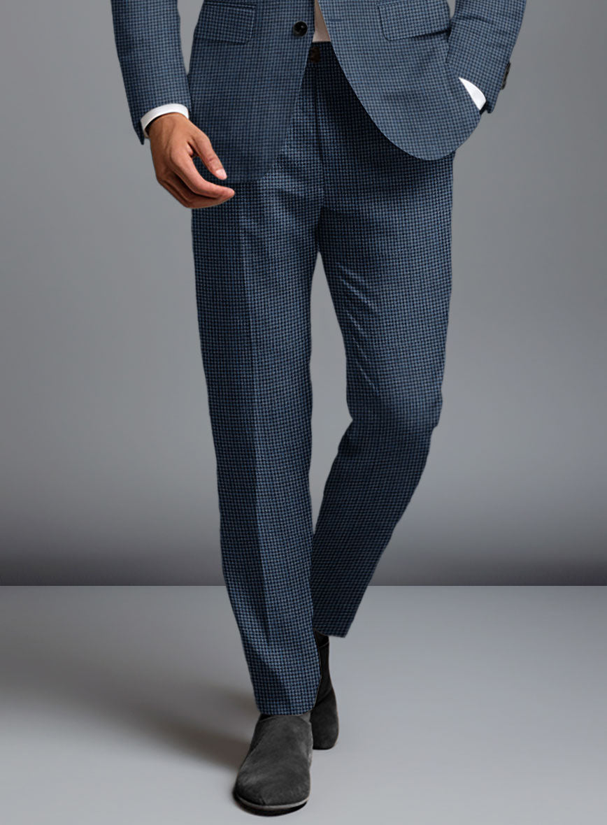 Solbiati Dark Blue Houndstooth Linen Suit - StudioSuits