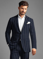 Solbiati Blue Wide Stripe Linen Jacket - StudioSuits