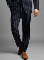 Solbiati Blue Wide Stripe Linen Pants - StudioSuits