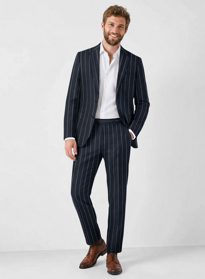 Solbiati Blue Wide Stripe Linen Suit - StudioSuits