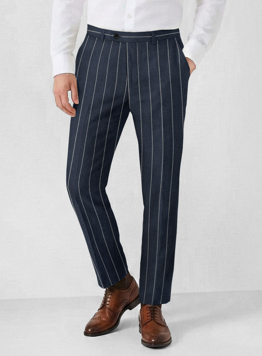 Solbiati Blue Wide Stripe Linen Suit - StudioSuits
