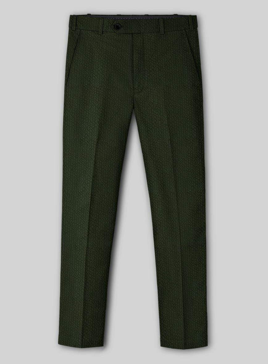 Solbiati Bottle Green Seersucker Pants - StudioSuits