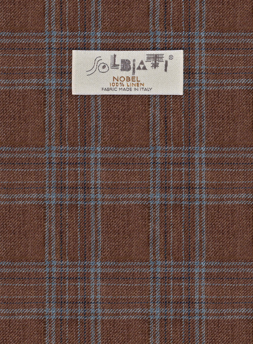 Solbiati Brown Square Linen Pants - StudioSuits