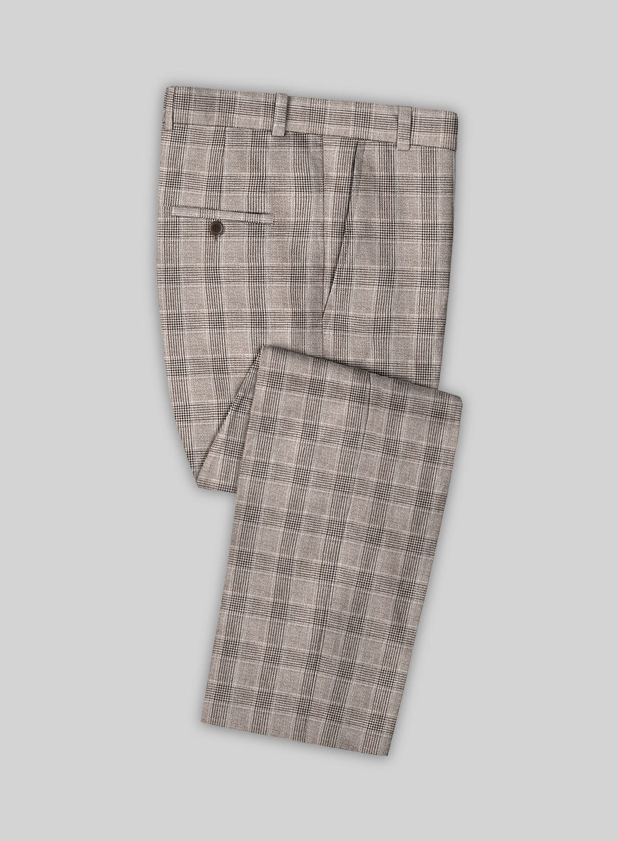 Solbiati Brown Checks Linen Pants - StudioSuits