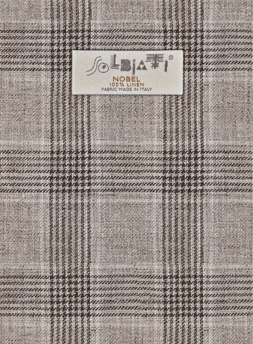 Solbiati Brown Checks Linen Pants - StudioSuits