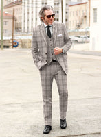 Solbiati Brown Checks Linen Suit - StudioSuits