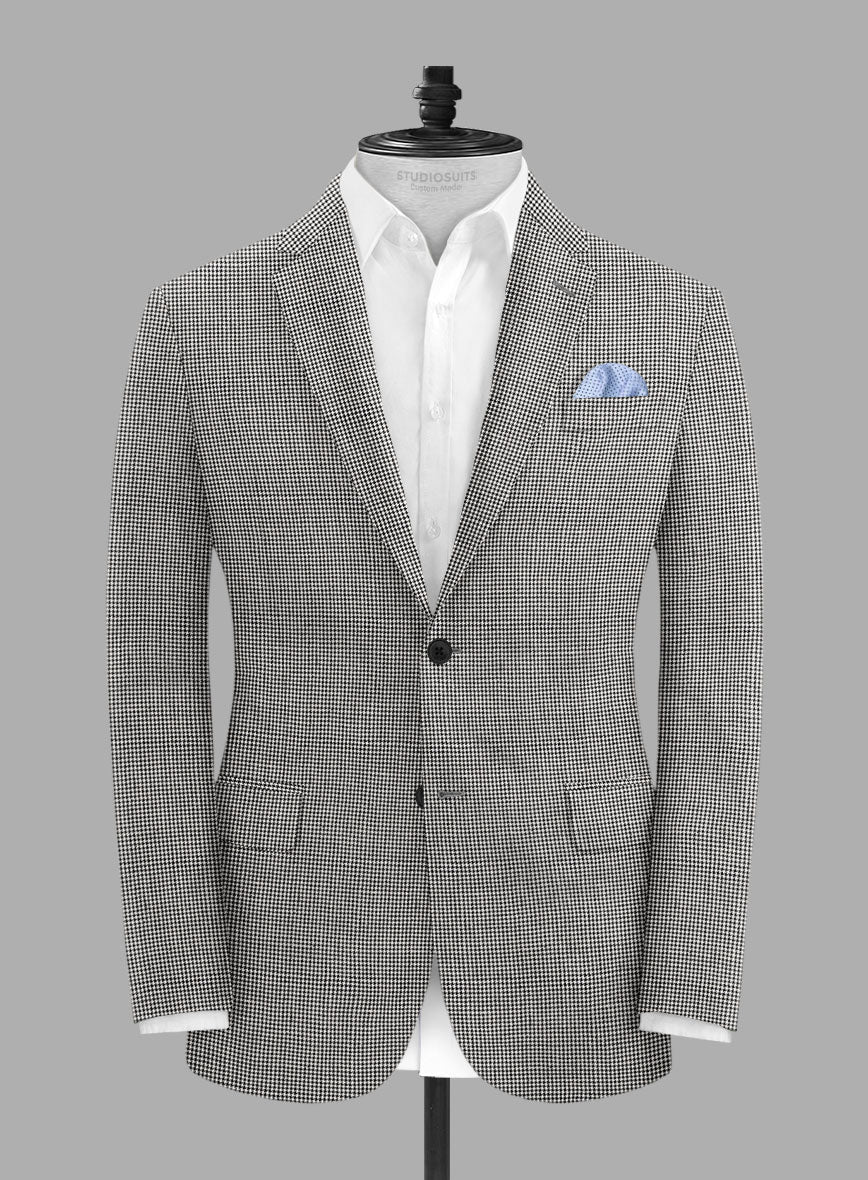 Solbiati BW Houndstooth Linen Jacket - StudioSuits