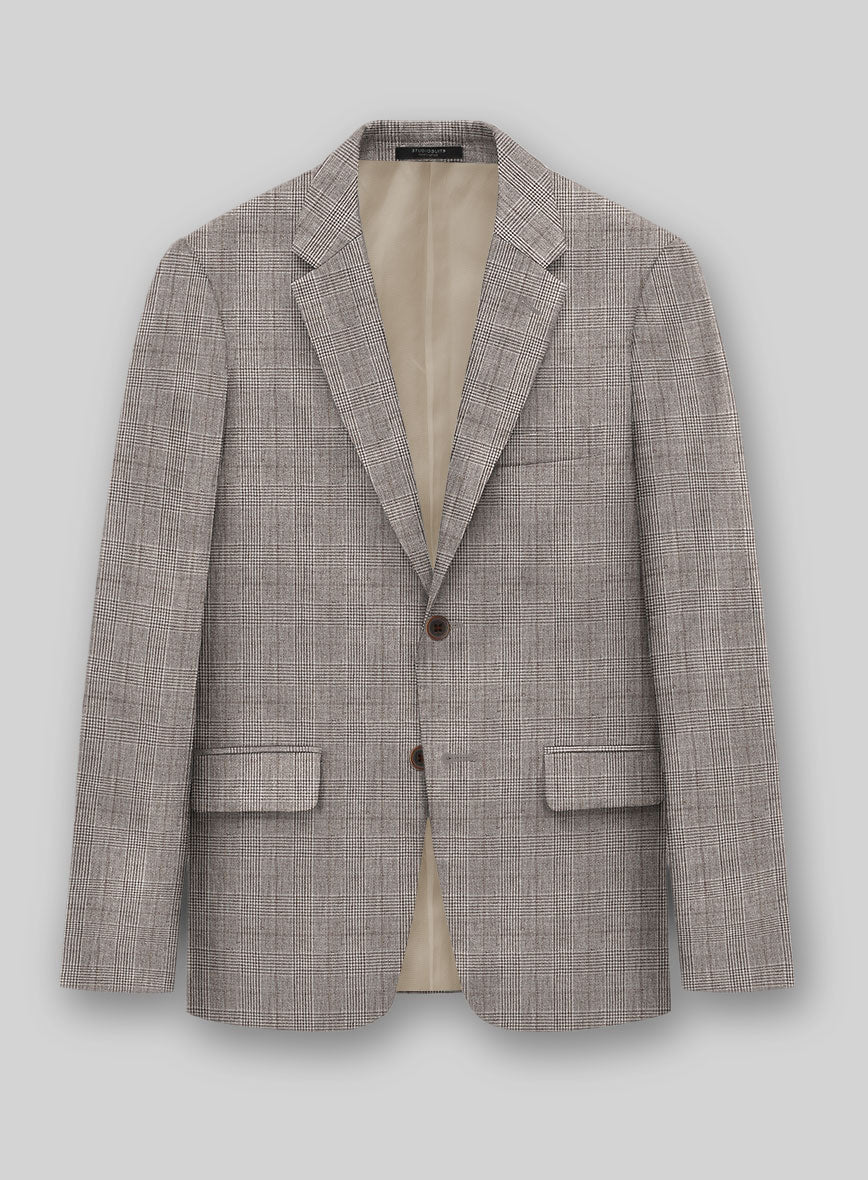Solbiati Carre Brown Glen Linen Jacket - StudioSuits