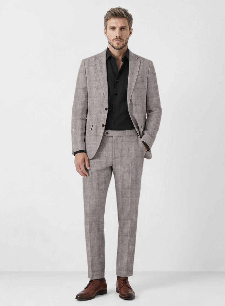 Solbiati Carre Brown Glen Linen Suit - StudioSuits