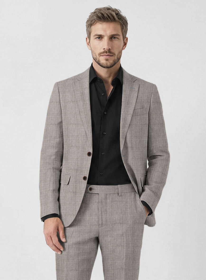 Solbiati Carre Brown Glen Linen Jacket - StudioSuits
