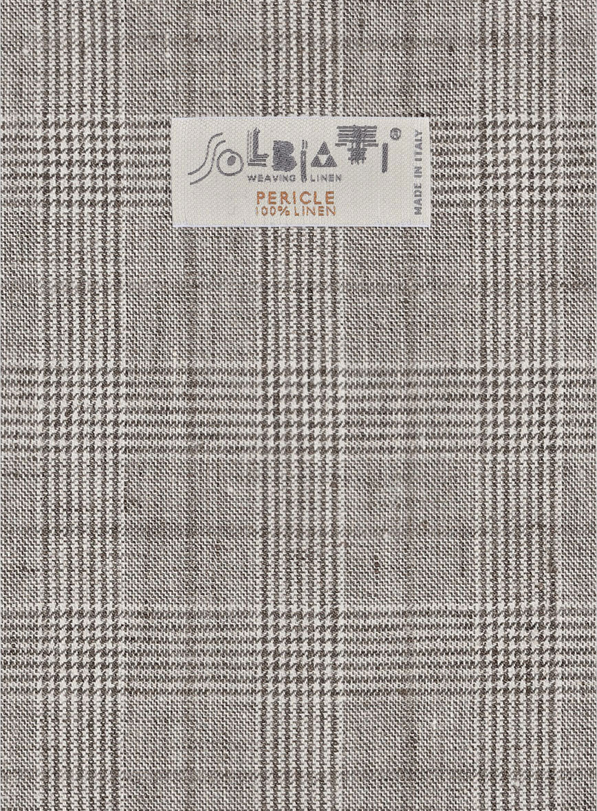 Solbiati Carre Brown Glen Linen Pants - StudioSuits