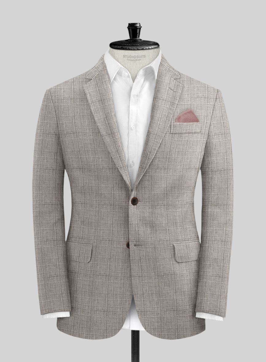 Solbiati Carre Brown Glen Linen Jacket - StudioSuits
