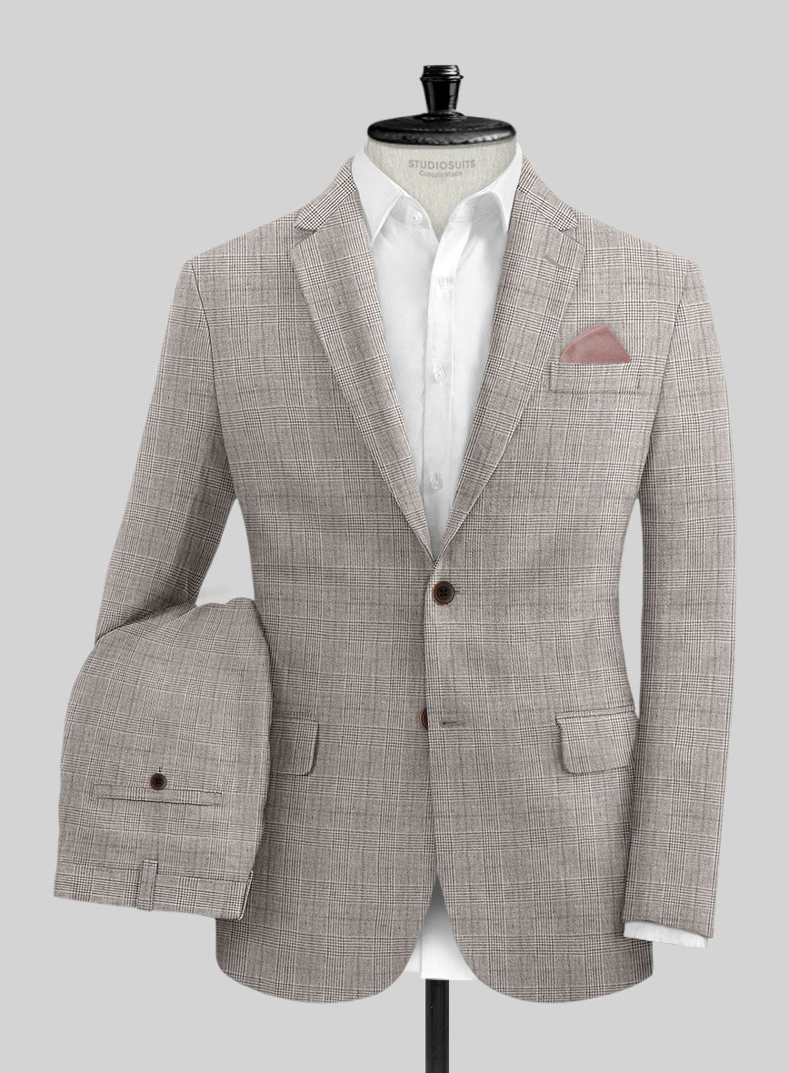 Solbiati Carre Brown Glen Linen Suit - StudioSuits