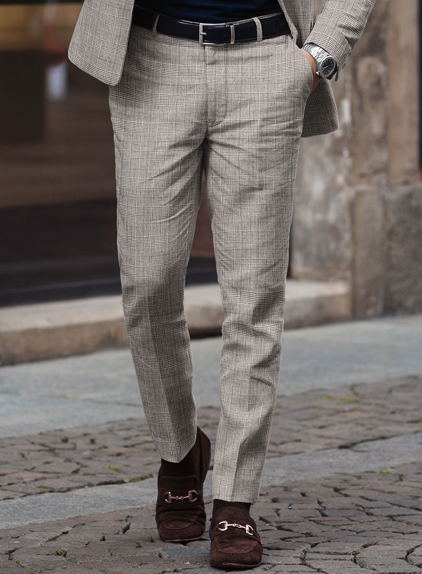 Solbiati Carre Brown Glen Linen Suit - StudioSuits