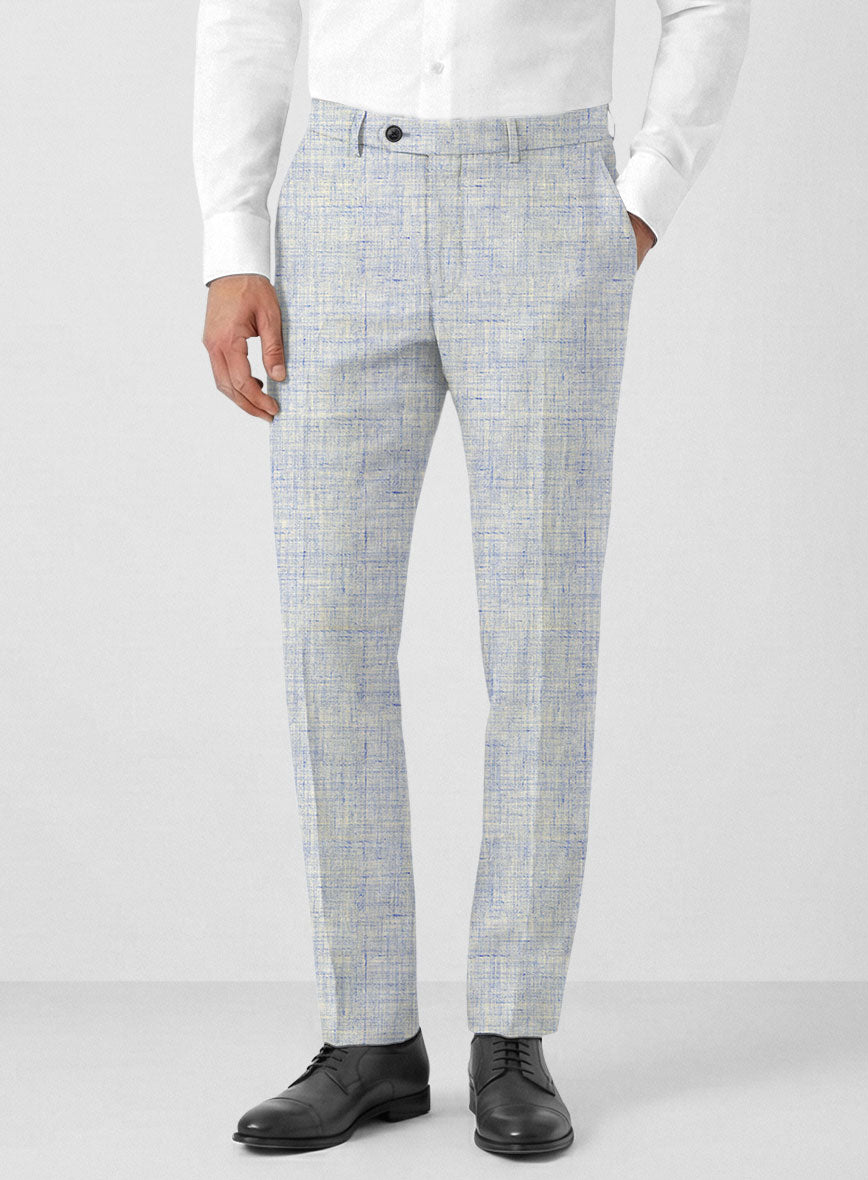 Solbiati Cloudweave Blue Linen Pants - StudioSuits