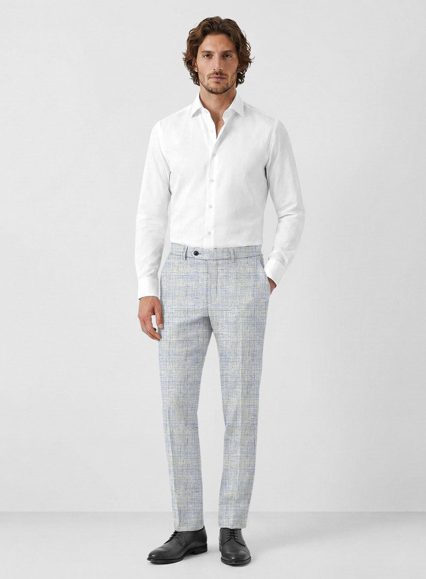 Solbiati Cloudweave Blue Linen Pants - StudioSuits