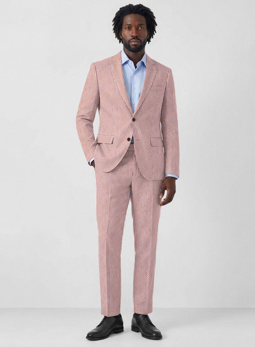 Solbiati Coral Red Seersucker Suit - StudioSuits