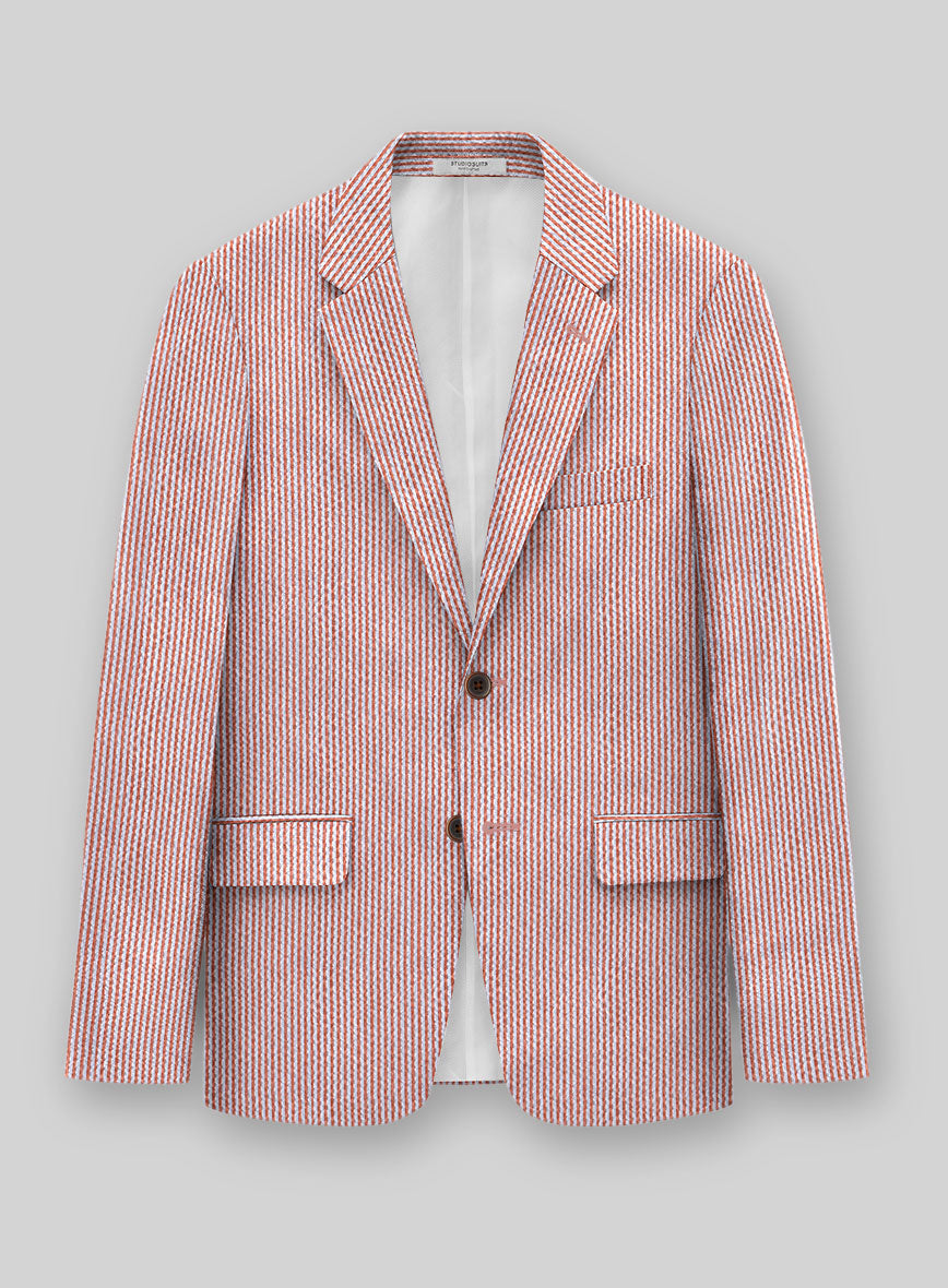 Solbiati Coral Red Seersucker Suit - StudioSuits