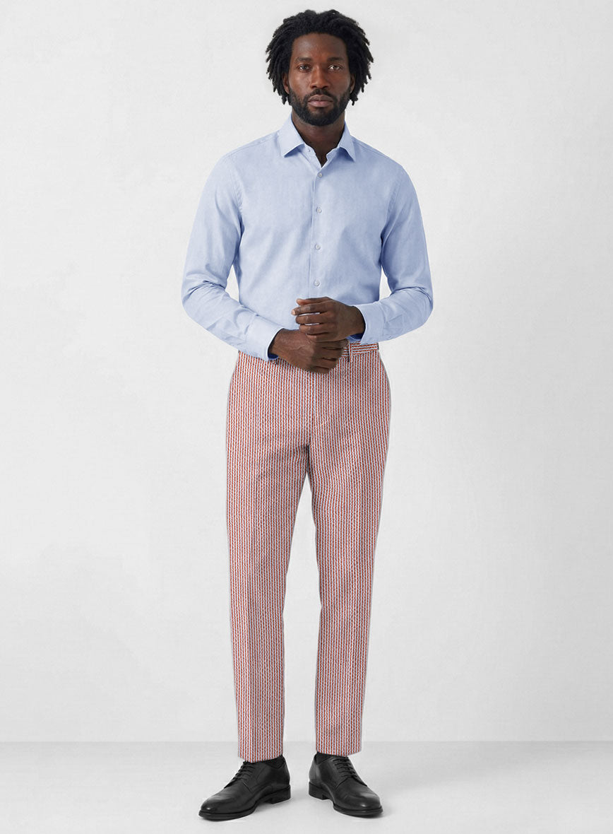 Solbiati Coral Red Seersucker Pants – StudioSuits