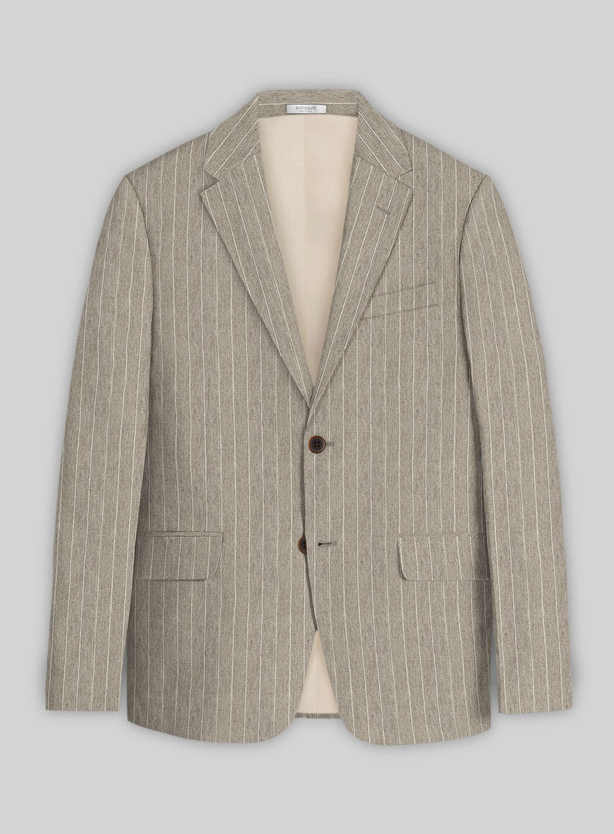 Solbiati Dark Beige Stripe Linen Jacket - StudioSuits