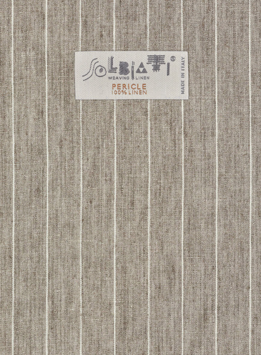 Solbiati Dark Beige Stripe Linen Jacket - StudioSuits