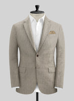 Solbiati Dark Beige Stripe Linen Jacket - StudioSuits