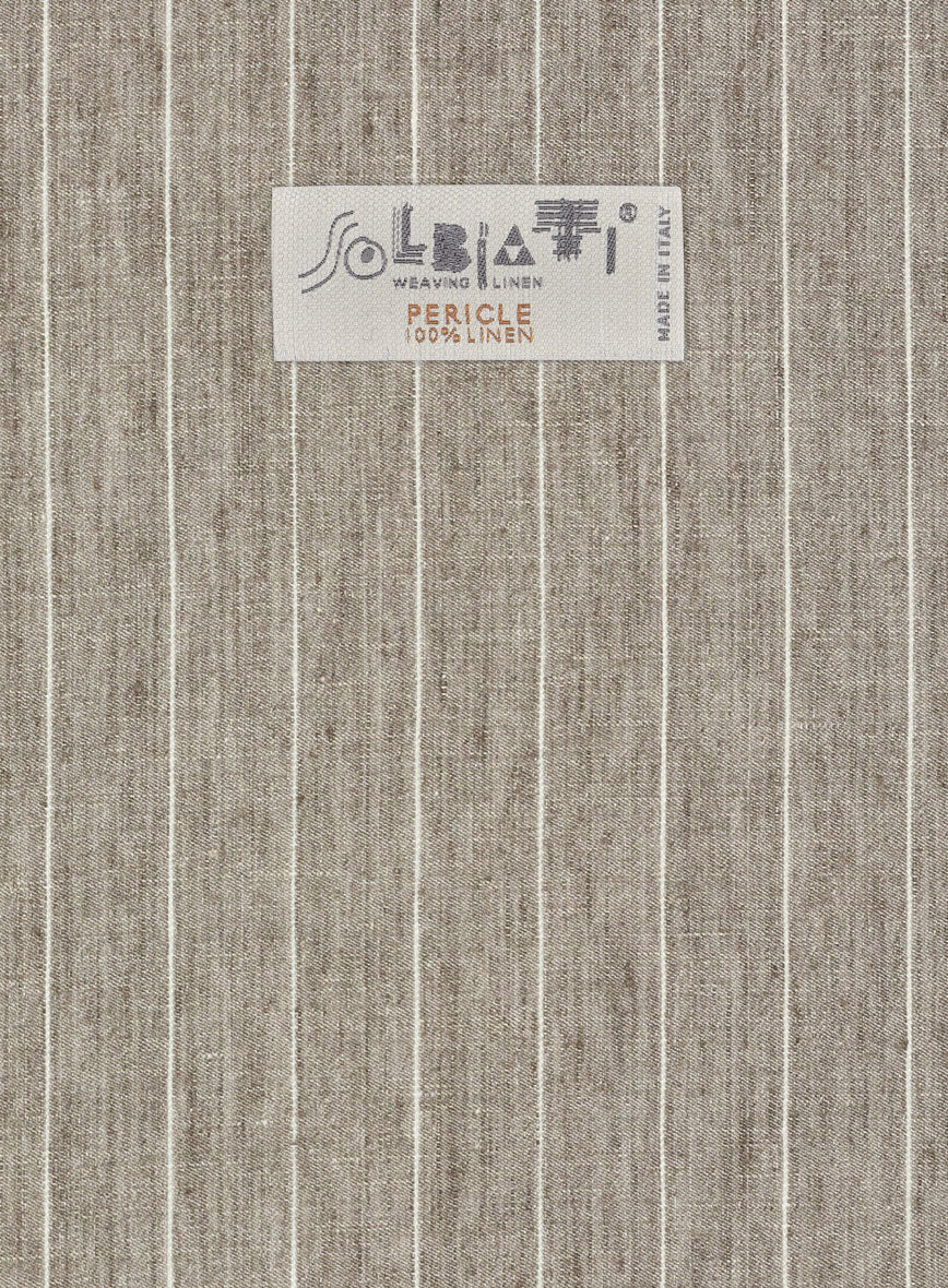 Solbiati Dark Beige Stripe Linen Pants - StudioSuits