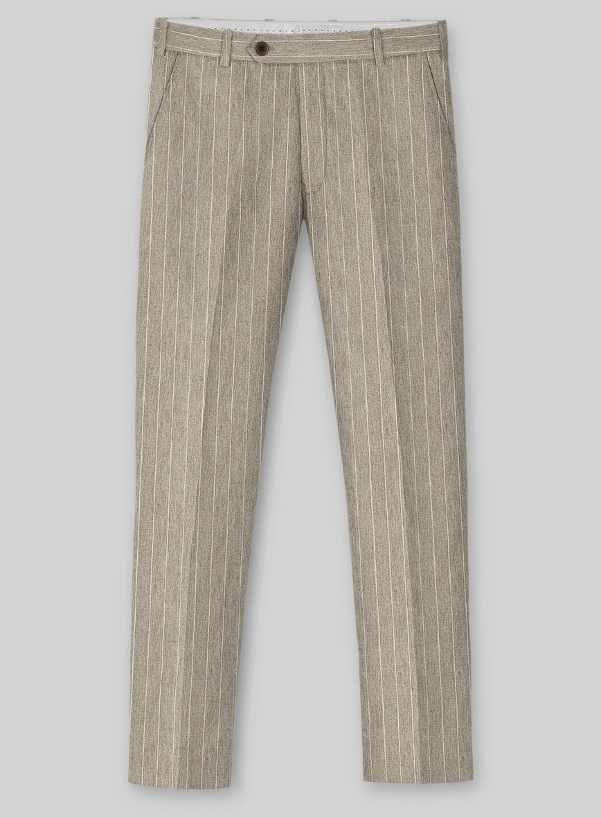 Solbiati Dark Beige Stripe Linen Pants - StudioSuits