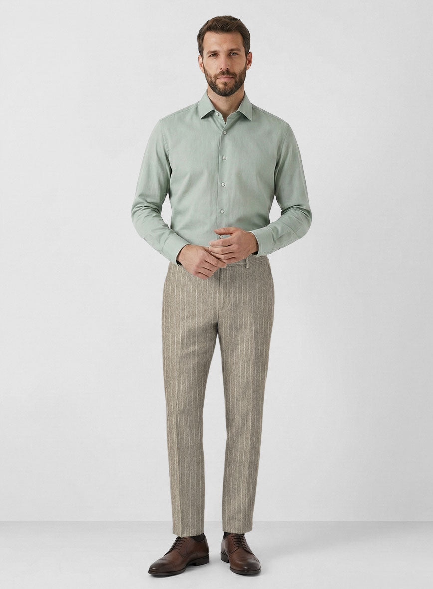 Solbiati Dark Beige Stripe Linen Pants - StudioSuits