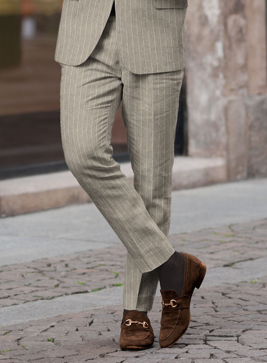 Solbiati Dark Beige Stripe Linen Suit - StudioSuits