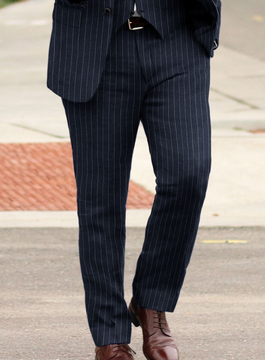 Solbiati Dark Blue Stripe Linen Suit - StudioSuits