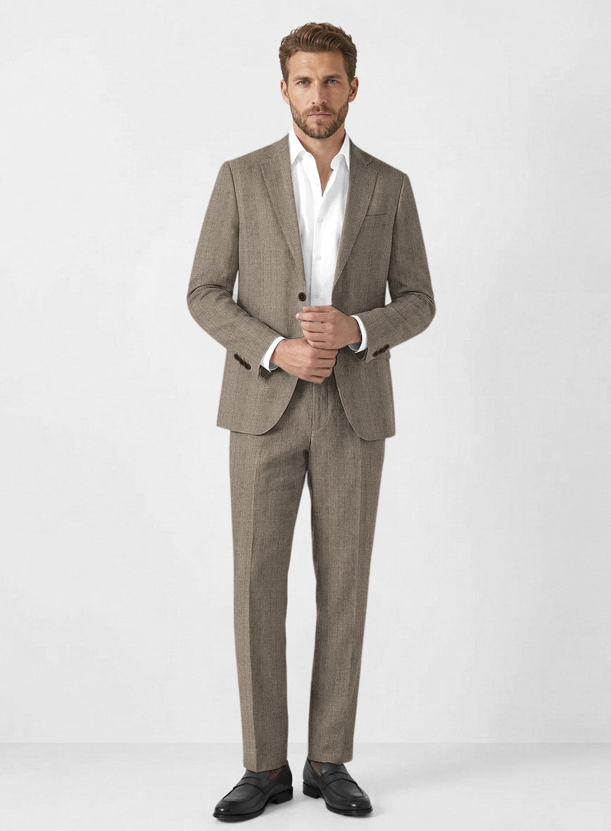 Solbiati Dark Brown Check Linen Suit - StudioSuits