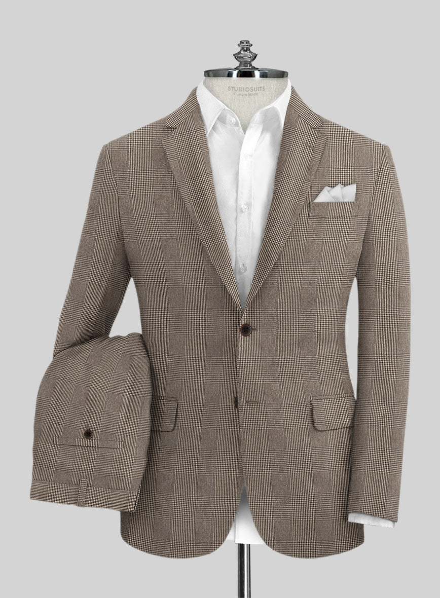 Solbiati Dark Brown Check Linen Suit – StudioSuits