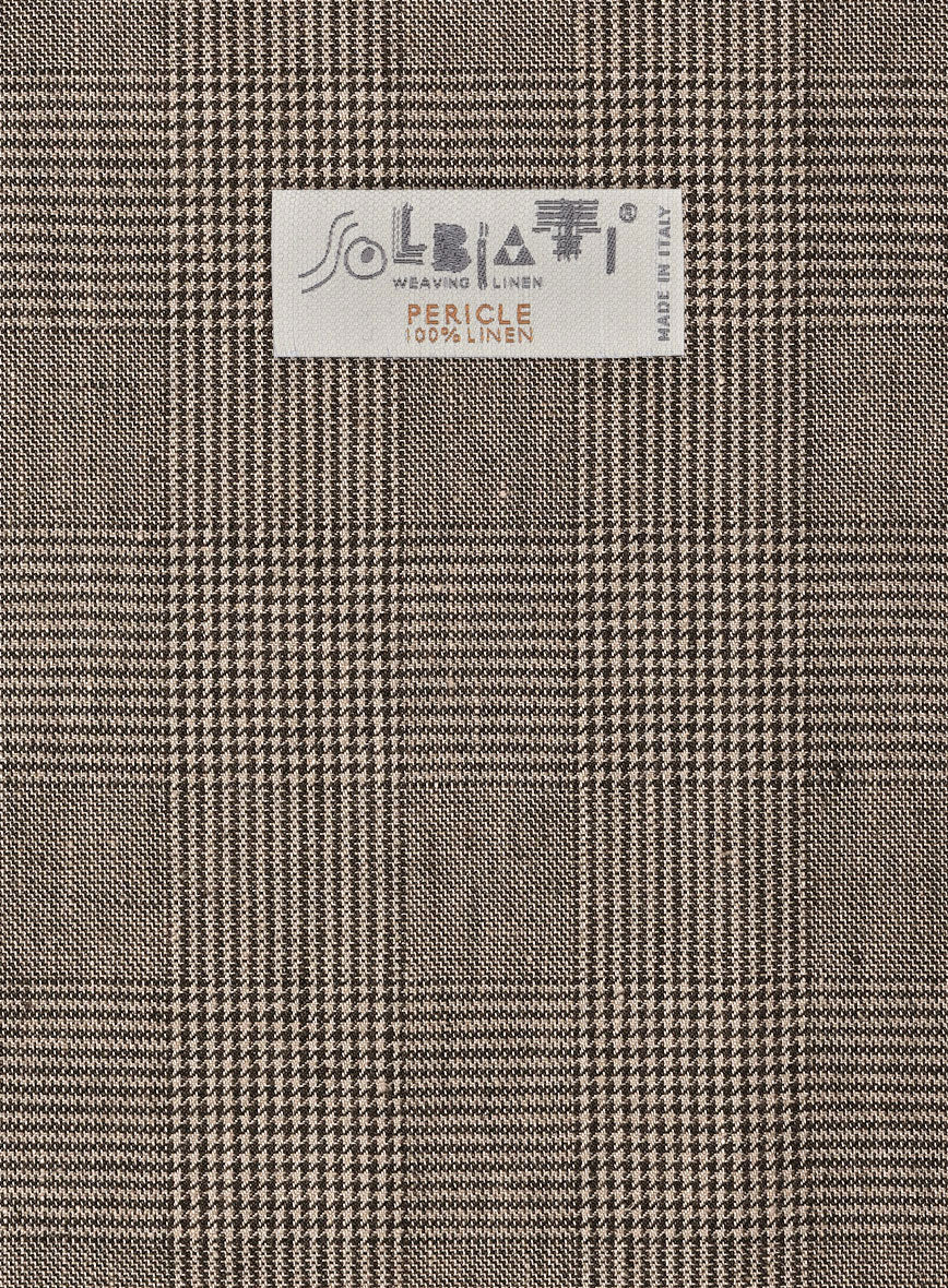 Solbiati Dark Brown Check Linen Pants - StudioSuits