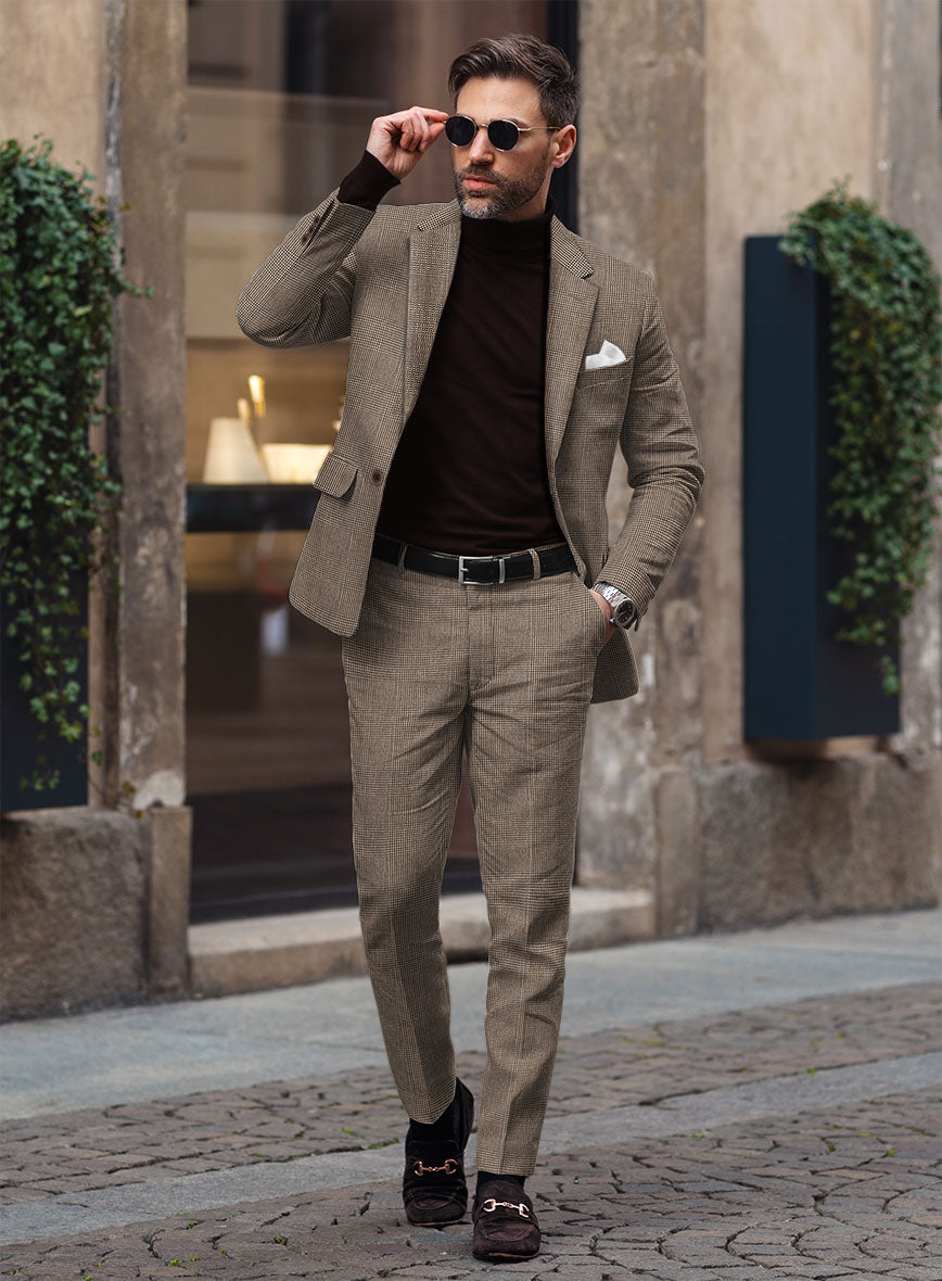 Solbiati Dark Brown Check Linen Suit – StudioSuits
