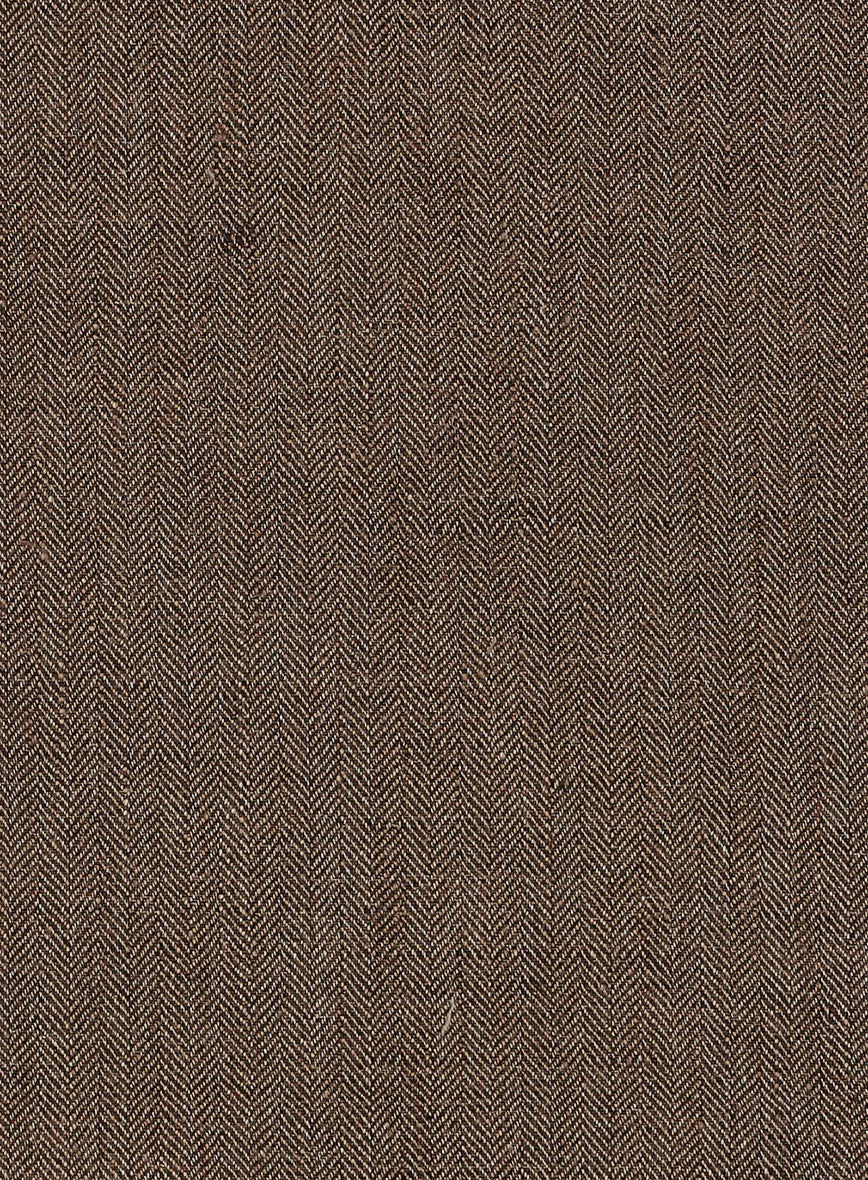 Solbiati Dark Brown Herringbone Linen Pants - StudioSuits