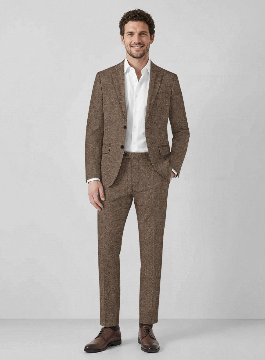 Solbiati Dark Brown Herringbone Linen Suit - StudioSuits