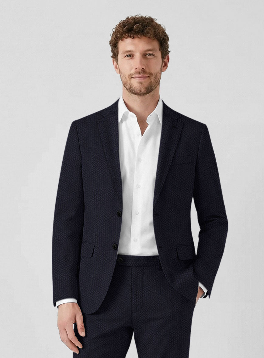 Solbiati Deep Blue Seersucker Jacket - StudioSuits
