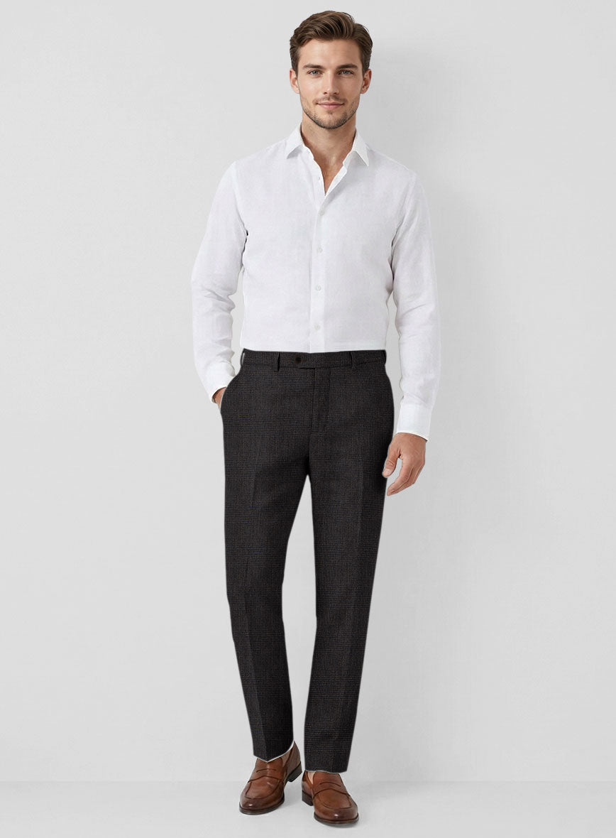 Solbiati Blue Brown Check Linen Pants - StudioSuits