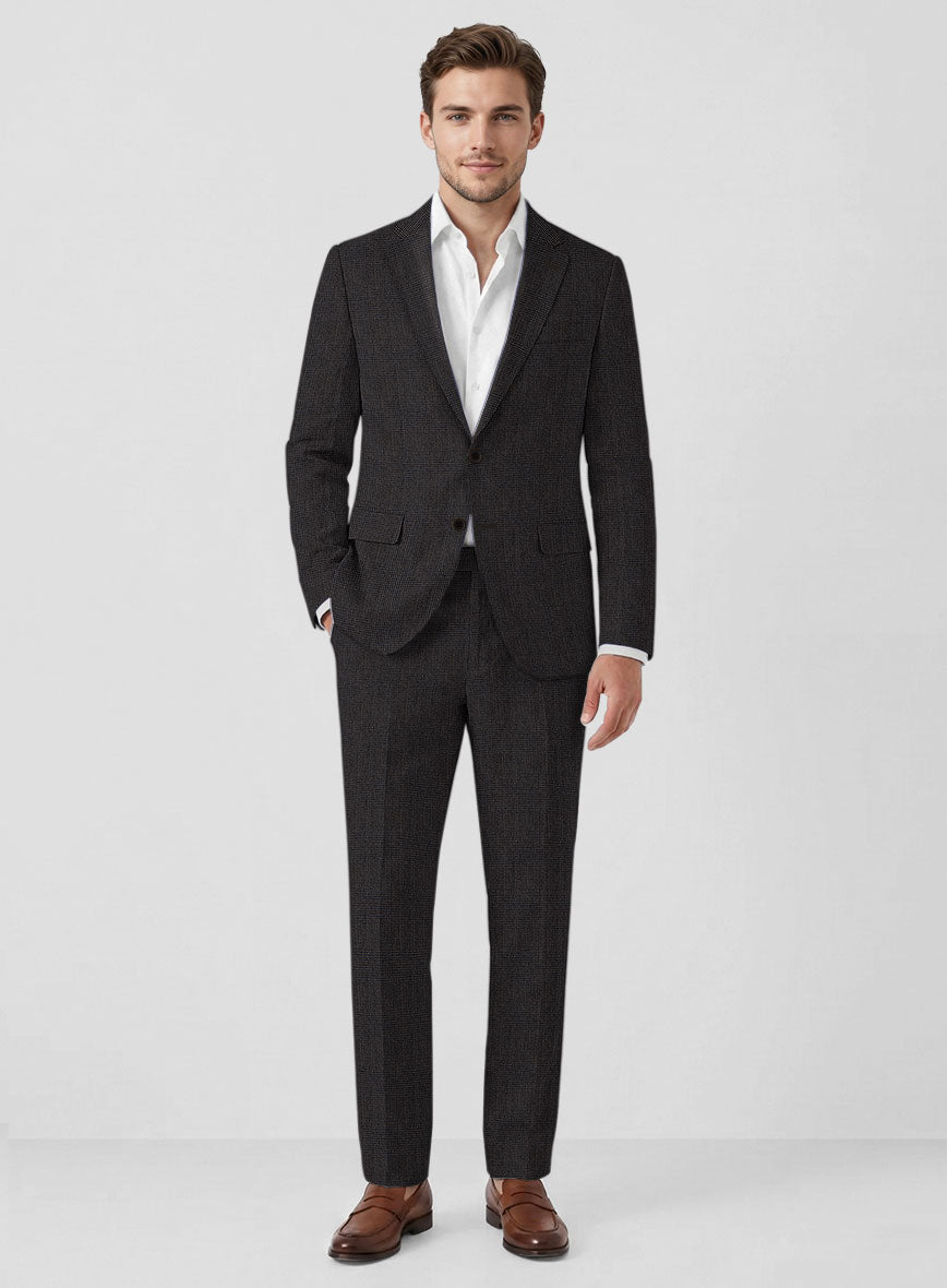 Solbiati Blue Brown Check Linen Suit - StudioSuits