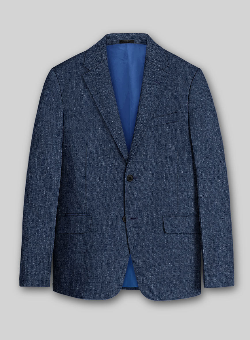 Solbiati Denim Dark Blue Linen Jacket - StudioSuits