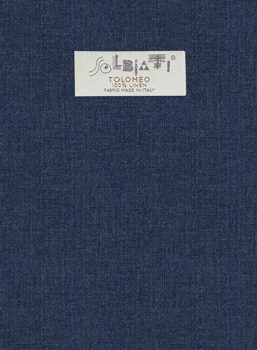 Solbiati Denim Dark Blue Linen Jacket - StudioSuits