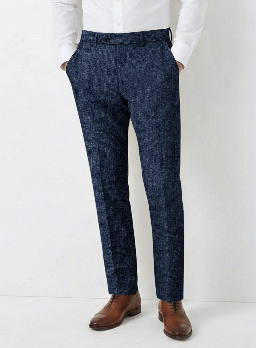 Solbiati Denim Dark Blue Linen Pants - StudioSuits